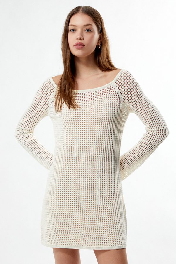 Your Favorite Elena Crochet Boat Neck Mini Dress